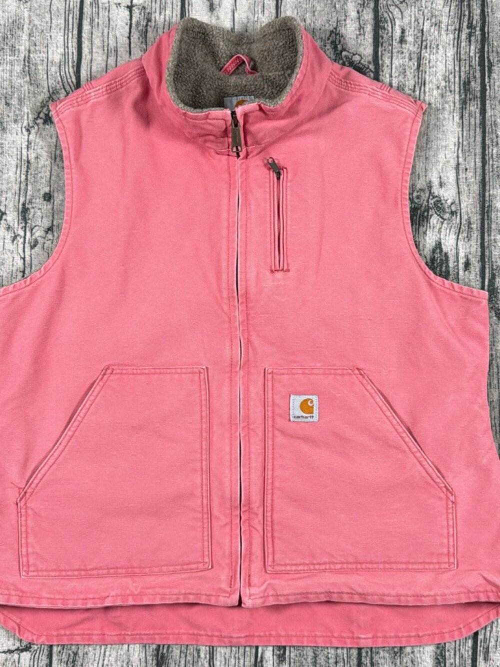 Vintage Carhartt WV001 SBT "Sherbet" Vest Women's XL Pink Sherpa Full Zip